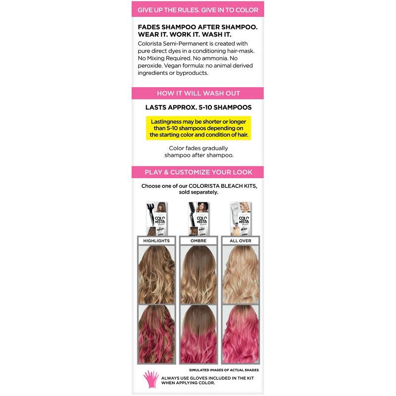 slide 6 of 7, L'Oreal Paris Colorista Semi-Permanent Temporary Hair Color - Light Blonde/Hot Pink - 4 fl oz, 4 fl oz