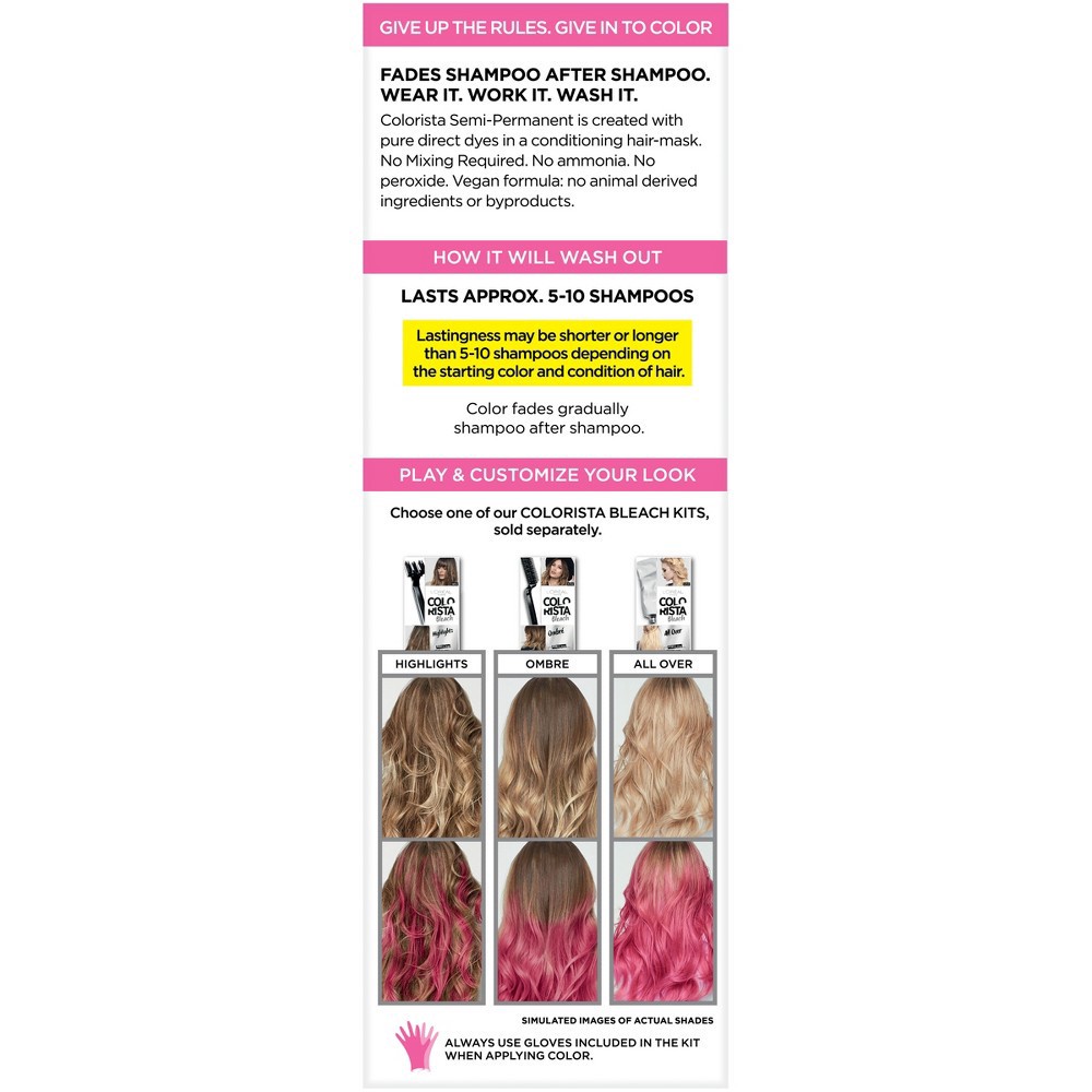 slide 3 of 7, L'Oreal Paris Colorista Semi-Permanent Temporary Hair Color - Light Blonde/Hot Pink - 4 fl oz, 4 fl oz
