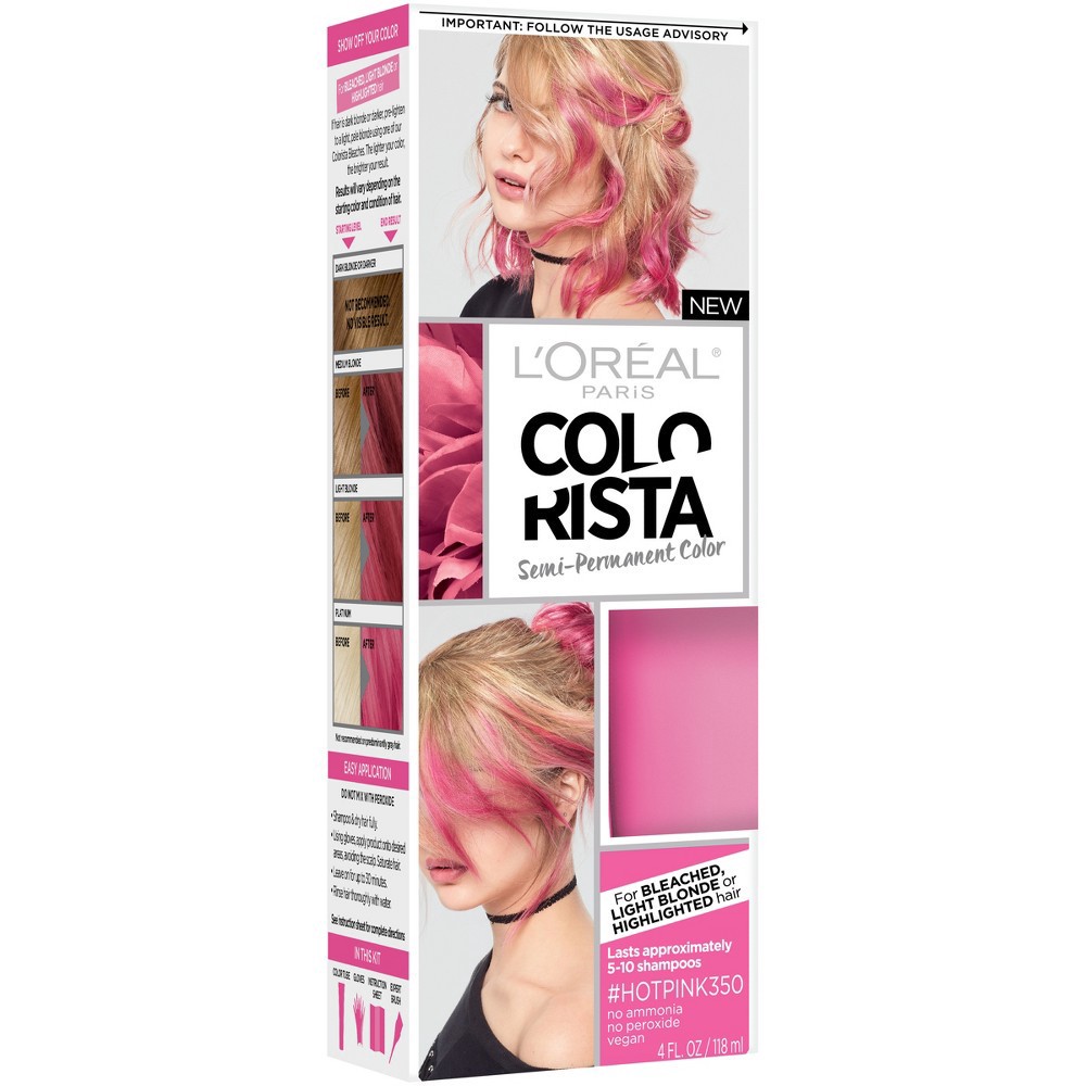 slide 5 of 7, L'Oreal Paris Colorista Semi-Permanent Temporary Hair Color - Light Blonde/Hot Pink - 4 fl oz, 4 fl oz