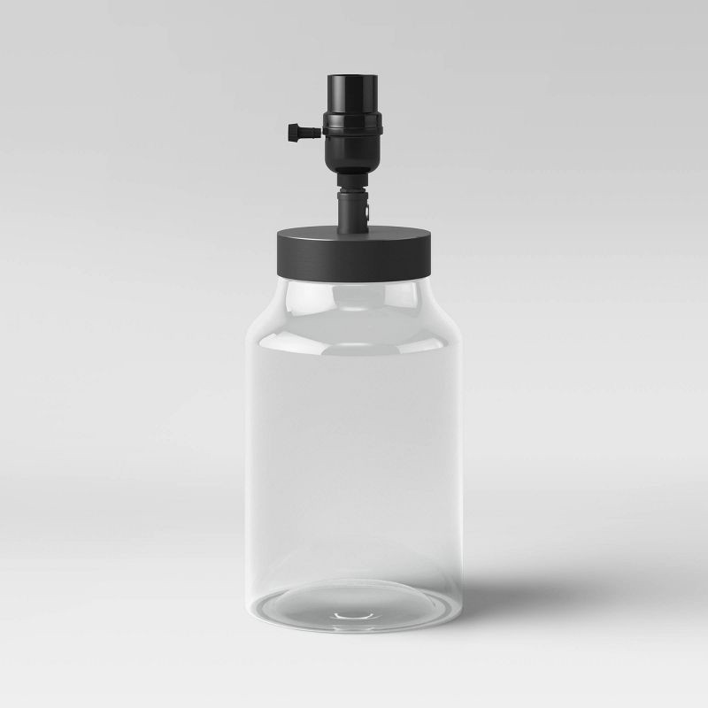 slide 2 of 3, Casual Fillable Small Lamp Base Clear - Threshold™: Glass Accent, No Assembly Required, UL Listed, 1 ct