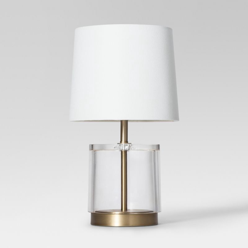 slide 1 of 2, Modern Acrylic Accent Lamp (Includes LED Light Bulb) Brass - Threshold™: Elegant Gold, No Assembly, UL Listed, 1 ct