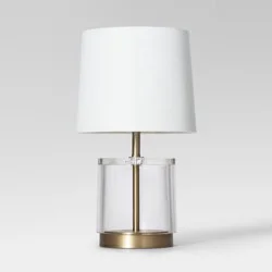 Modern Acrylic Accent Lamp (Includes LED Light Bulb) Brass - Threshold™: Elegant Gold, No Assembly, UL Listed