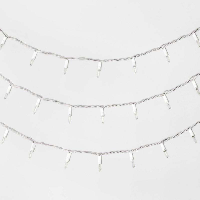 slide 1 of 3, 50ct Incandescent Mini Christmas String Lights Clear with White Wire - Wondershop™: Indoor/Outdoor UL Listed, 50 ct