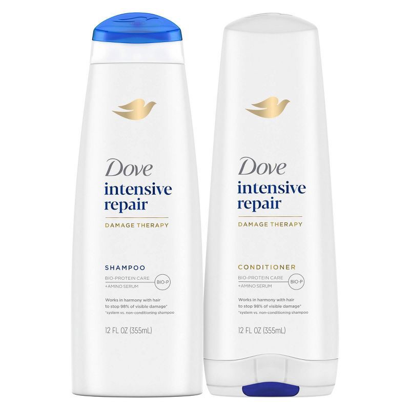 slide 2 of 9, Dove Beauty Intensive Repair Shampoo & Conditioner Set for Damaged Hair - 12 fl oz/ 2ct, 12 fl oz, 2 ct