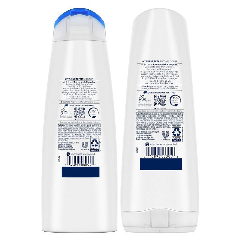 slide 3 of 6, Dove Beauty Intensive Repair Shampoo & Conditioner Set for Damaged Hair - 12 fl oz/ 2ct, 12 fl oz, 2 ct