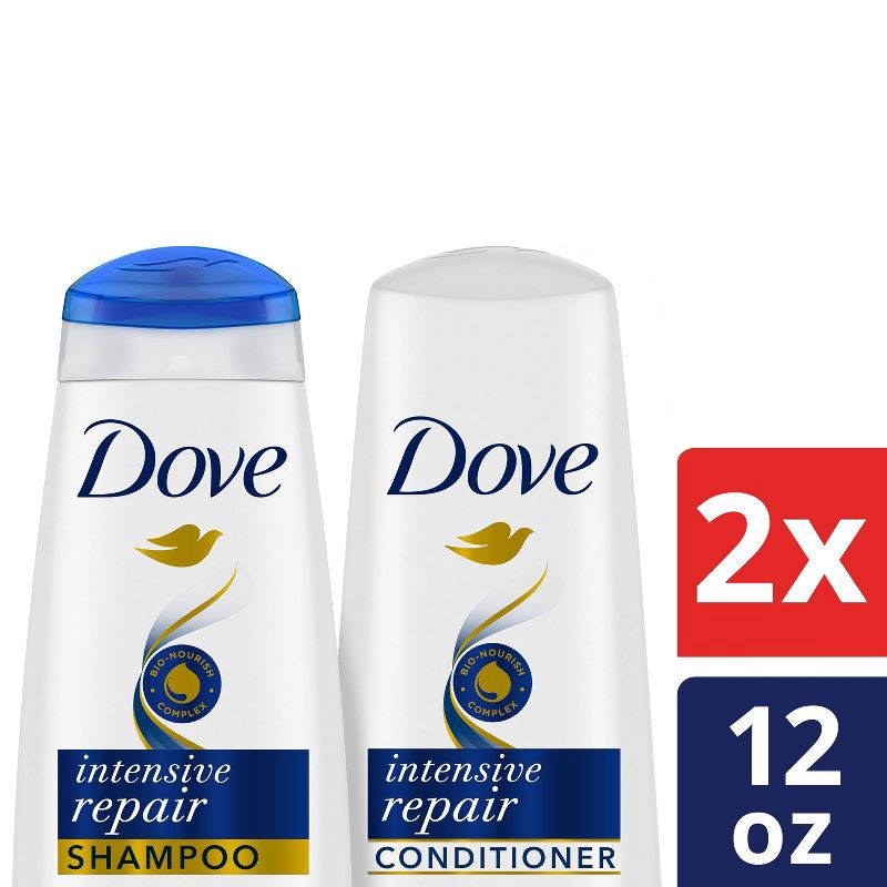 slide 1 of 6, Dove Beauty Intensive Repair Shampoo & Conditioner Set for Damaged Hair - 12 fl oz/ 2ct, 12 fl oz, 2 ct