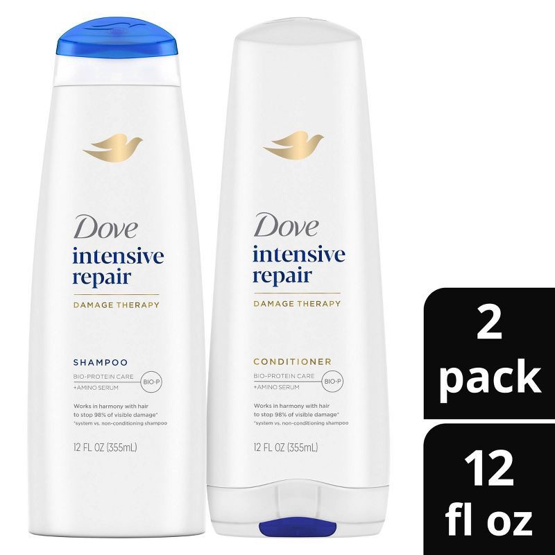 slide 1 of 9, Dove Beauty Intensive Repair Shampoo & Conditioner Set for Damaged Hair - 12 fl oz/ 2ct, 12 fl oz, 2 ct