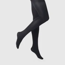 Women's 120D Blackout Tights - A New Day™ Black L/XL: High Waisted, Opaque, Solid Knit, Nylon-Spandex Blend, Tagless