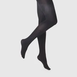 Women's 80D Super Opaque - A New Day™ Black S/M: High Waisted Nylon Spandex Tights, Tagless, Closed Toe, Hand Wash