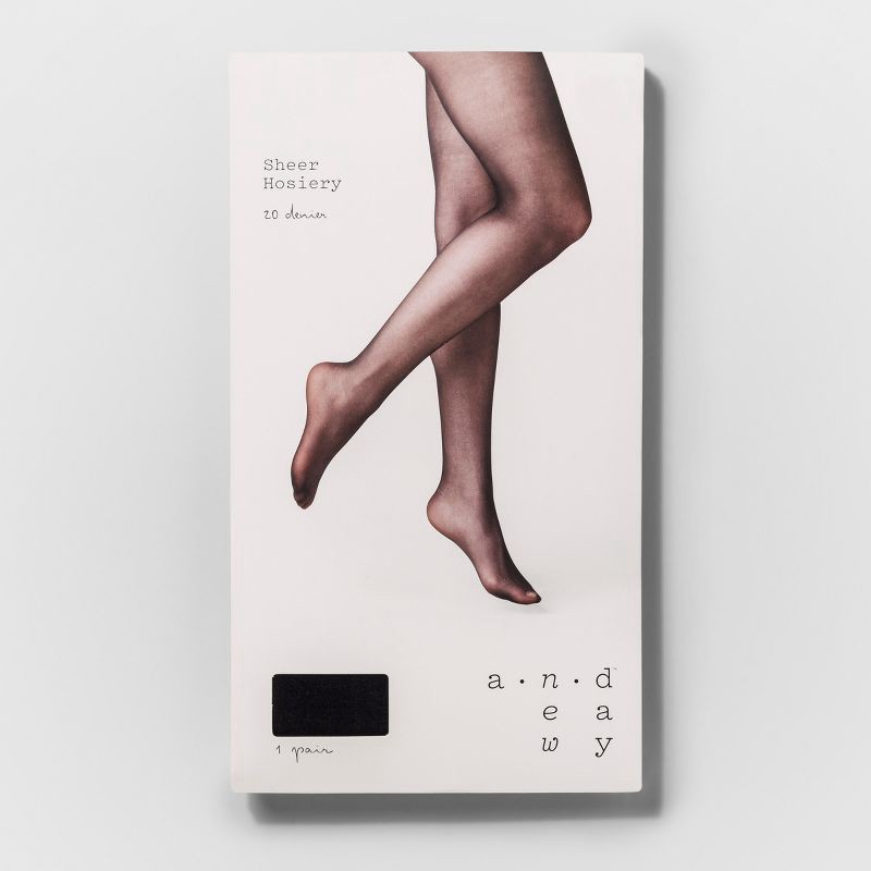 slide 2 of 2, Women's 20D Sheer Tights - A New Day™ Black M/L: High Waisted, Tagless, Closed Toe, Knit, 1 ct