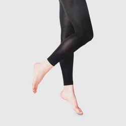 Women's 50D Opaque Footless Tights - A New Day™ Black L/XL: High Waisted, Tagless, Nylon-Spandex Blend, Hand Wash