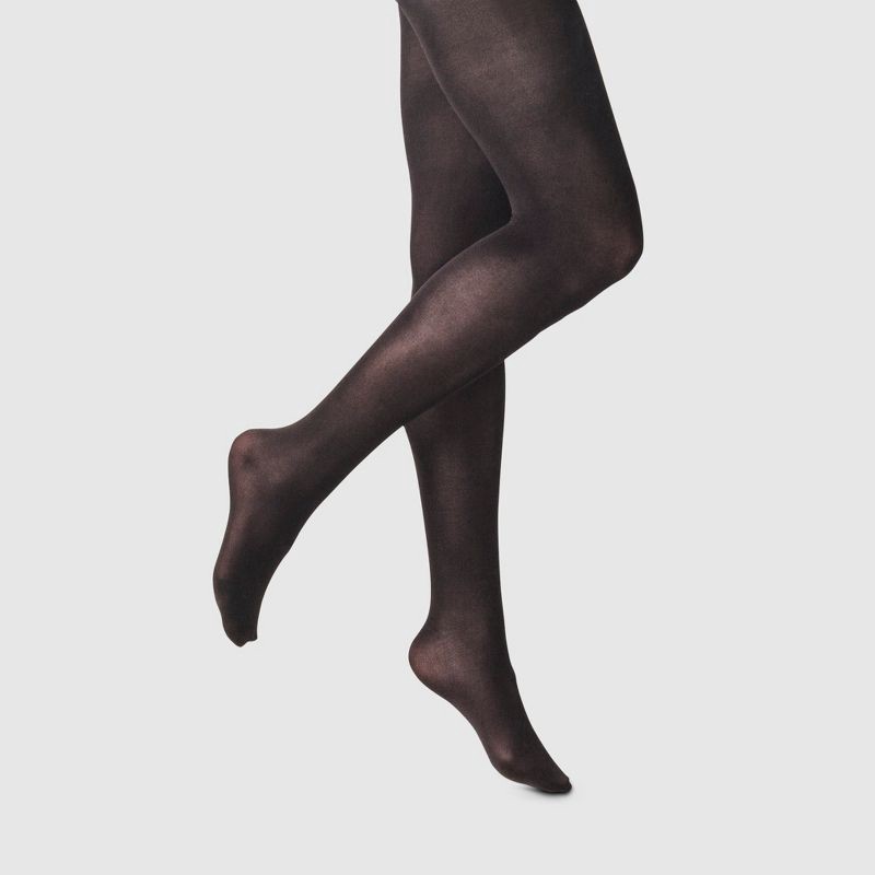 slide 1 of 2, Women's 50D Opaque - A New Day™ Black S/M: High Waisted Nylon Spandex Hosiery, 1 ct