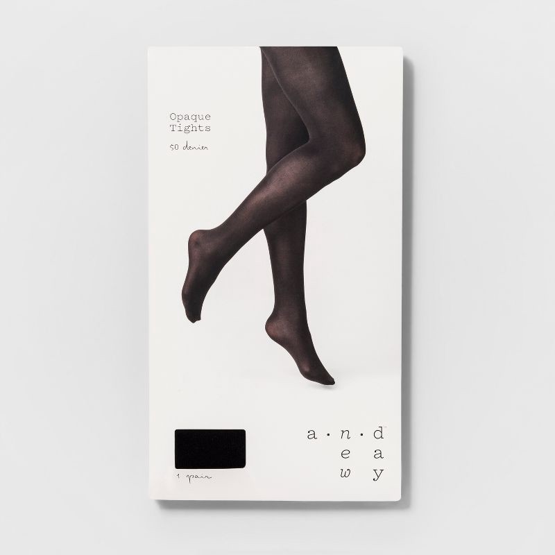 slide 2 of 2, Women's 50D Opaque - A New Day™ Black M/L: High Waisted Nylon Spandex Knit Tights, 1 ct