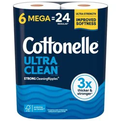 Cottonelle Ultra Clean Strong Toilet Paper - 6 Mega Rolls