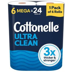 Cottonelle Ultra Clean Strong Toilet Paper - 6 Mega Rolls