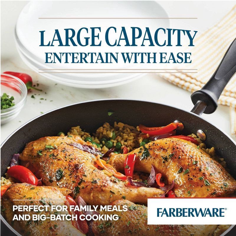 slide 5 of 9, Farberware Reliance 6qt Covered Saute Pan with Helper Handle Black: Nonstick, Glass Lid, Oven & Dishwasher Safe, 6 qt