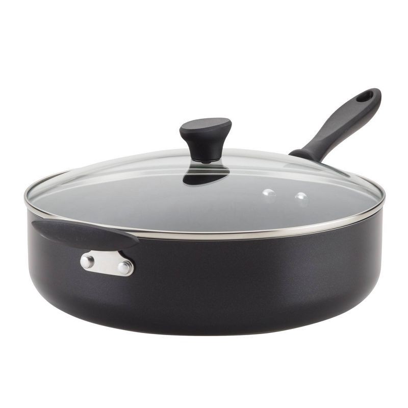 slide 1 of 9, Farberware Reliance 6qt Covered Saute Pan with Helper Handle Black: Nonstick, Glass Lid, Oven & Dishwasher Safe, 6 qt