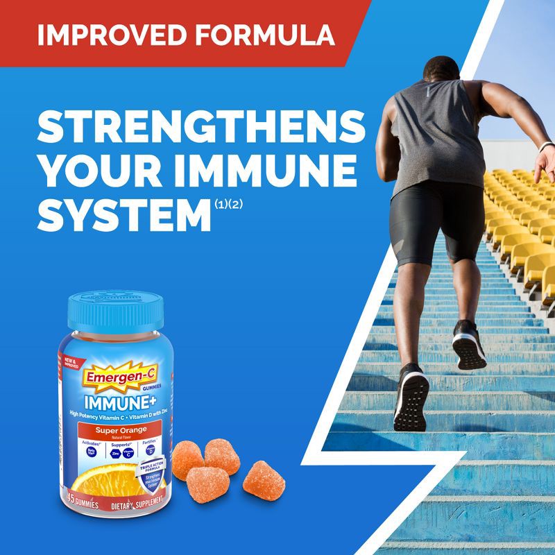 slide 3 of 8, Emergen-C Immune+ with Vitamin D Gummies - Super Orange - 45ct, 45 ct