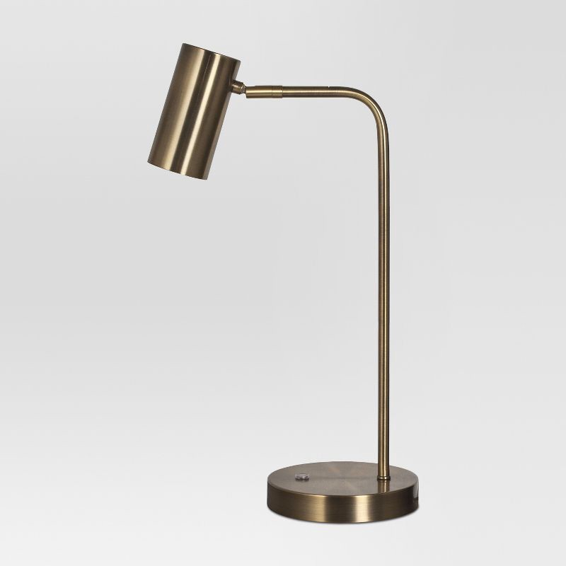 slide 2 of 3, Dean Desk Lamp Brass: Sturdy Steel, ETL Listed, Modern Cylinder Shade - Threshold™, 1 ct