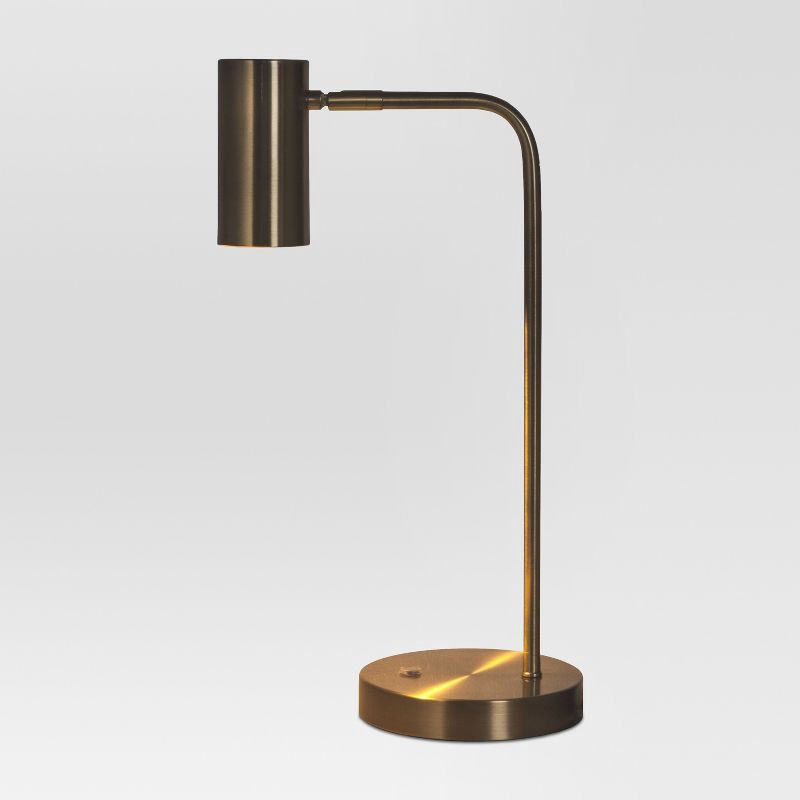 slide 3 of 3, Dean Desk Lamp Brass: Sturdy Steel, ETL Listed, Modern Cylinder Shade - Threshold™, 1 ct