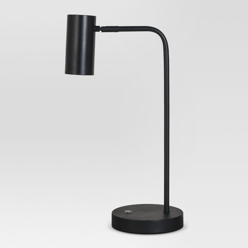 slide 1 of 4, Dean Desk Lamp Black (Includes LED Light Bulb) - Threshold™: Modern Metal Cylinder Shade, ETL Listed, No Assembly Required, 1 ct