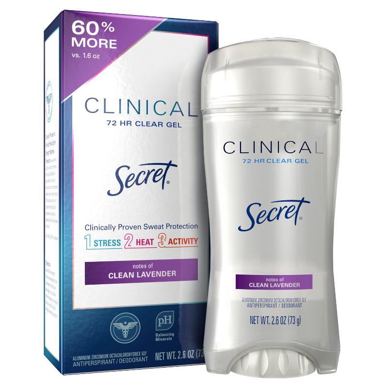 slide 2 of 11, Secret Clinical Strength Clear Gel Antiperspirant and Deodorant for Women - Clean Lavender - 2.6oz, 2.6 oz