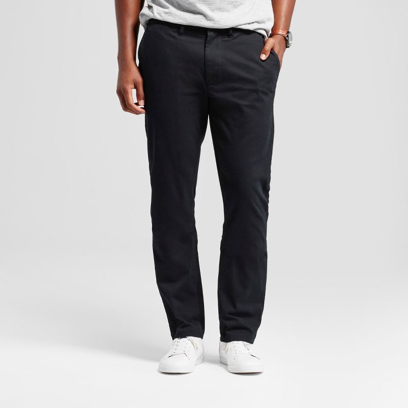 slide 1 of 3, Men's Every Wear Athletic Fit Chino Pants - Goodfellow & Co™ Black 30x32: Heavyweight Twill, Mid Rise, Relaxed Leg, Stretch Fabric, 1 ct