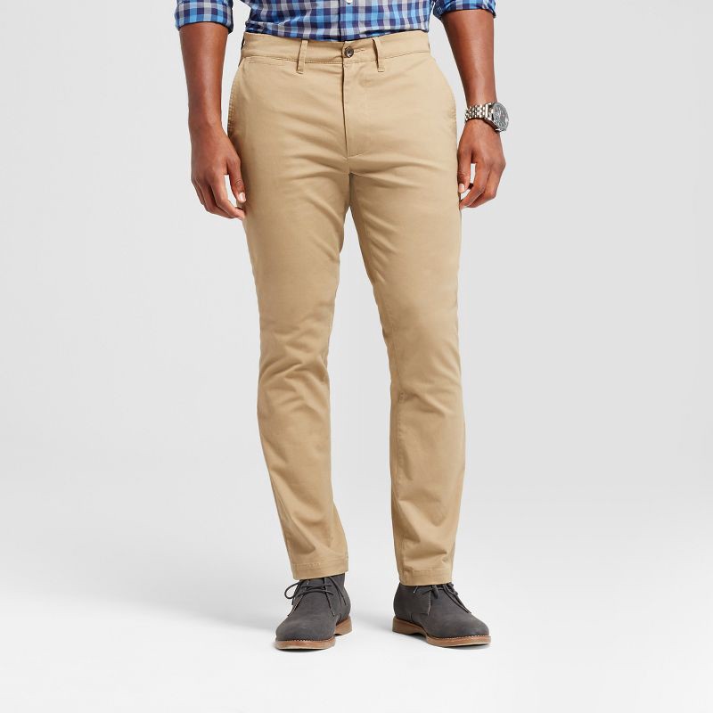slide 1 of 3, Men's Every Wear Fit Chino Pants - Goodfellow & Co™ Khaki 40x32: Heavyweight Twill, Mid Rise, Relaxed Leg, 1 ct