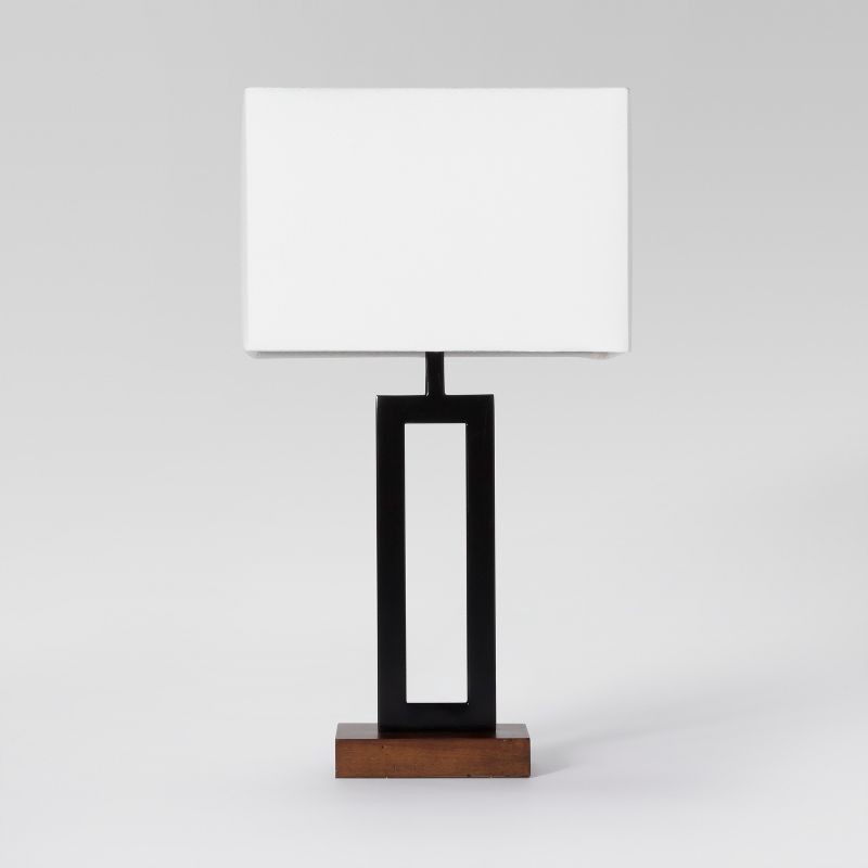 slide 2 of 8, Weston Window Small Lamp Base Black - Threshold™: Modern Rectangle, No Assembly Required, ETL Listed, 1 ct