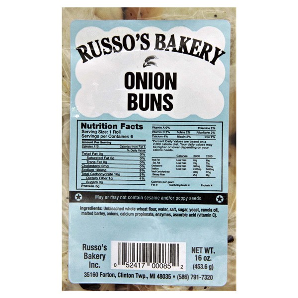slide 4 of 5, Russo Onion Buns, 12 oz