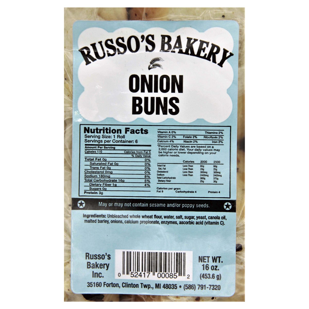 slide 5 of 5, Russo Onion Buns, 12 oz