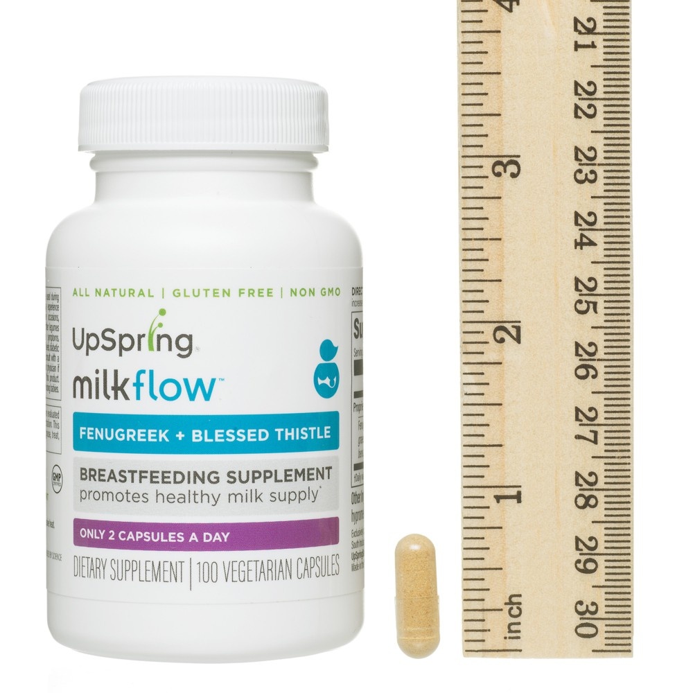 slide 4 of 6, Upspring Milkflow Fenugreek + Blessed Thistle Lactation Supplement Capsules, 100 ct