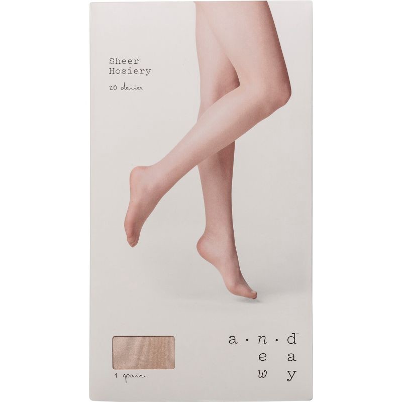 slide 2 of 2, Women's Plus Size 20D Light Sheer Sparkle - A New Day™ Sand 1X-2X: High Waisted Hosiery, Knit Tights, 1 ct