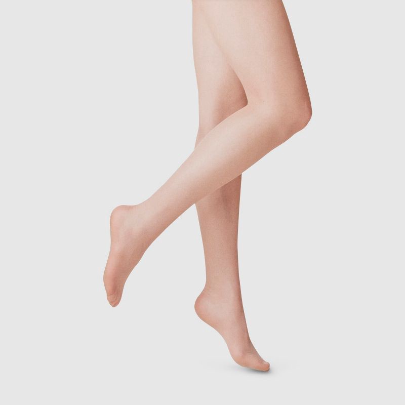 slide 1 of 2, Women's Plus Size 20D Light Sheer Sparkle - A New Day™ Sand 1X-2X: High Waisted Hosiery, Knit Tights, 1 ct