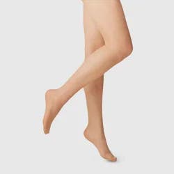 Women's 20D Sheer Tights - A New Day™ Honey Beige 1X/2X: High Waisted Nylon Spandex Hosiery, Plus Size Knit Stockings