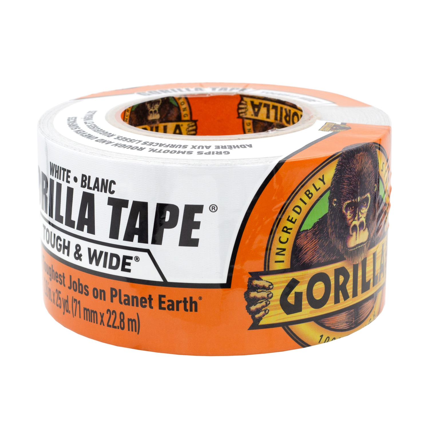slide 2 of 4, Gorilla Tough & Wide White Tape 25yd, 25 yd