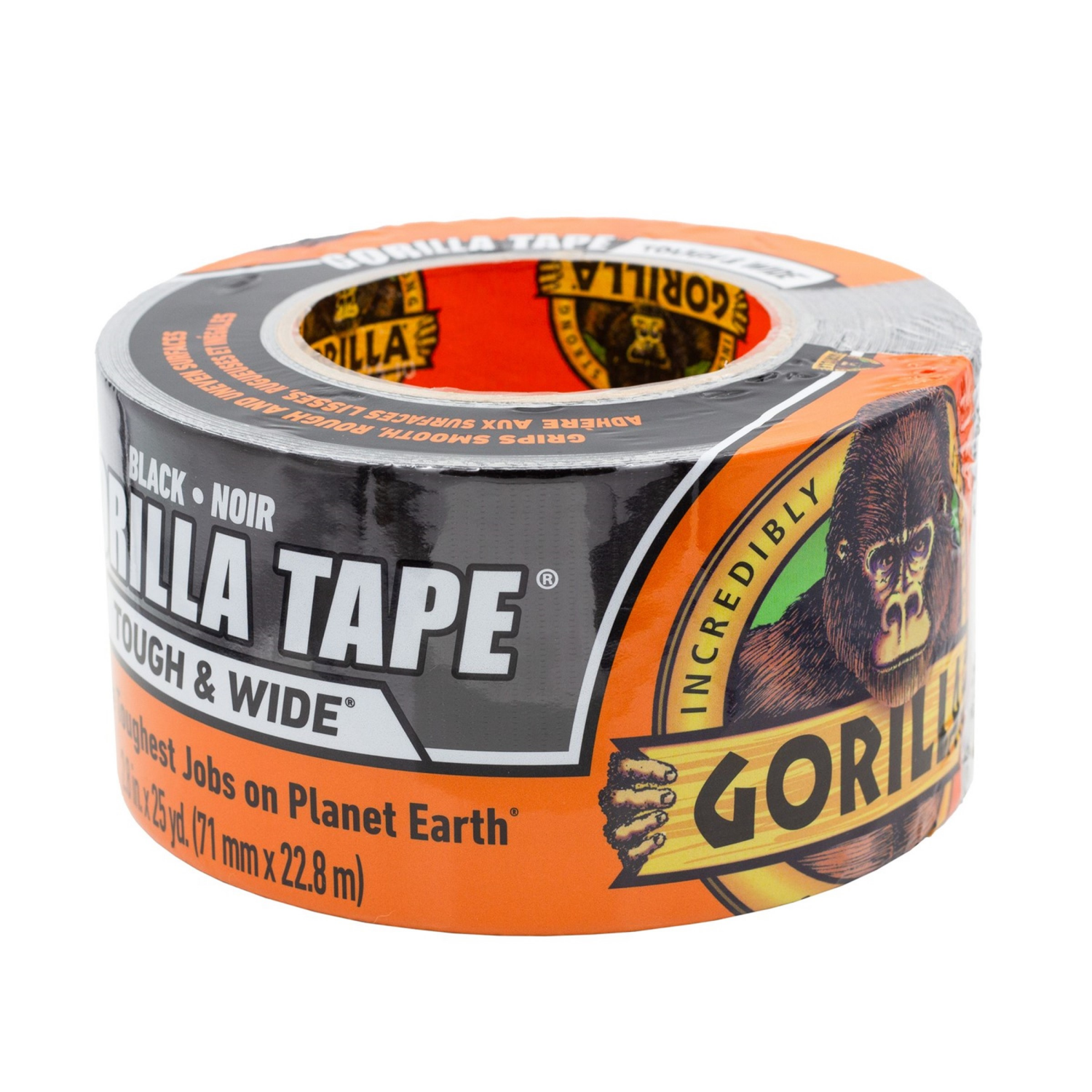 slide 2 of 3, Gorilla Tape, Black 2.8 Inch, 25 yds, 25 yd