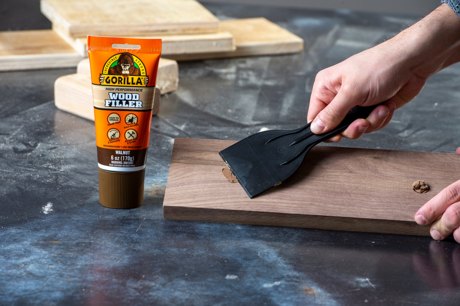 slide 4 of 4, Gorilla Walnut Wood Filler 6oz Tube, 6 oz