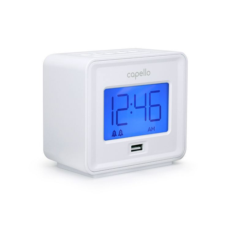 slide 3 of 4, Capello - Dual Alarm Clock with USB Phone Charger - White, 1 ct