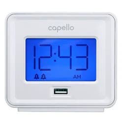 Capello - Dual Alarm Clock with USB Phone Charger - White
