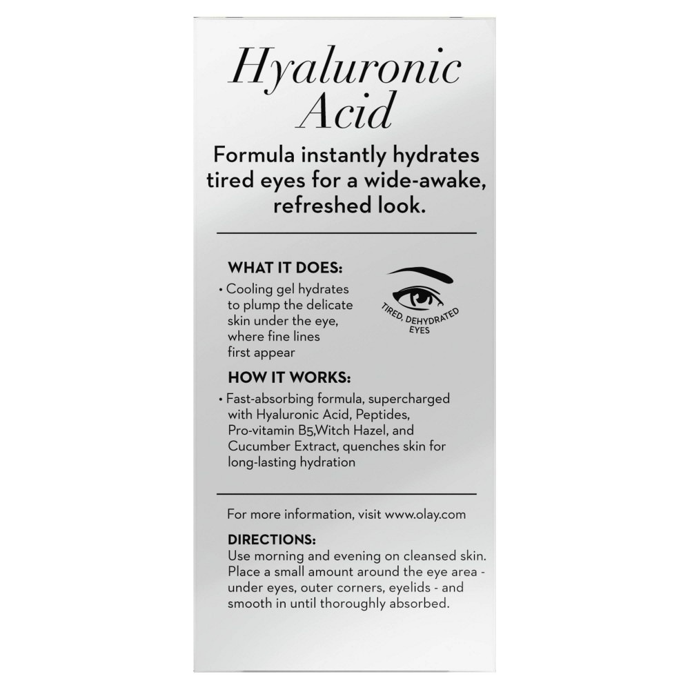 slide 6 of 6, Olay Deep Hydrating Eye Gel with Hyaluronic Acid for Tired Eyes, 0.5 fl oz