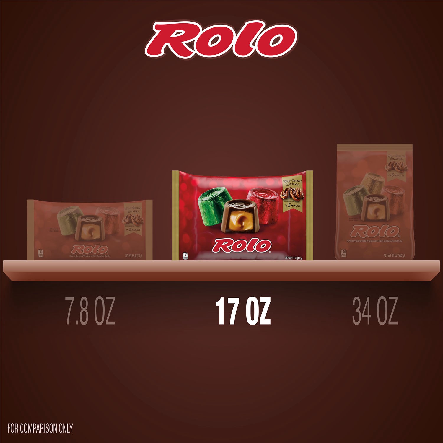 slide 7 of 8, Rolo Rich Chocolate Caramels, Christmas Candy Bag, 17 oz, 17 oz