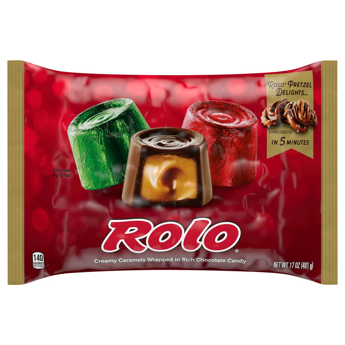 slide 1 of 8, Rolo Rich Chocolate Caramels, Christmas Candy Bag, 17 oz, 17 oz
