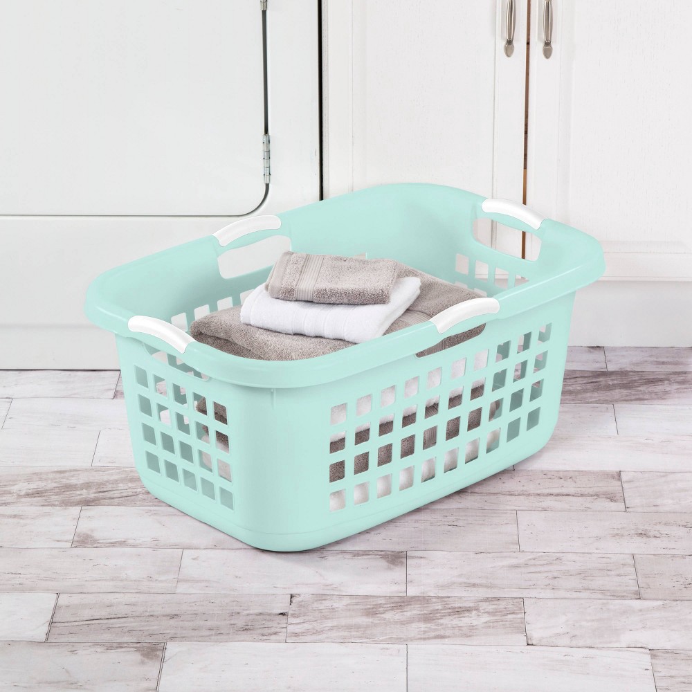 2 Bushel Laundry Basket Aqua with White Handles Room Essentials 1 ct