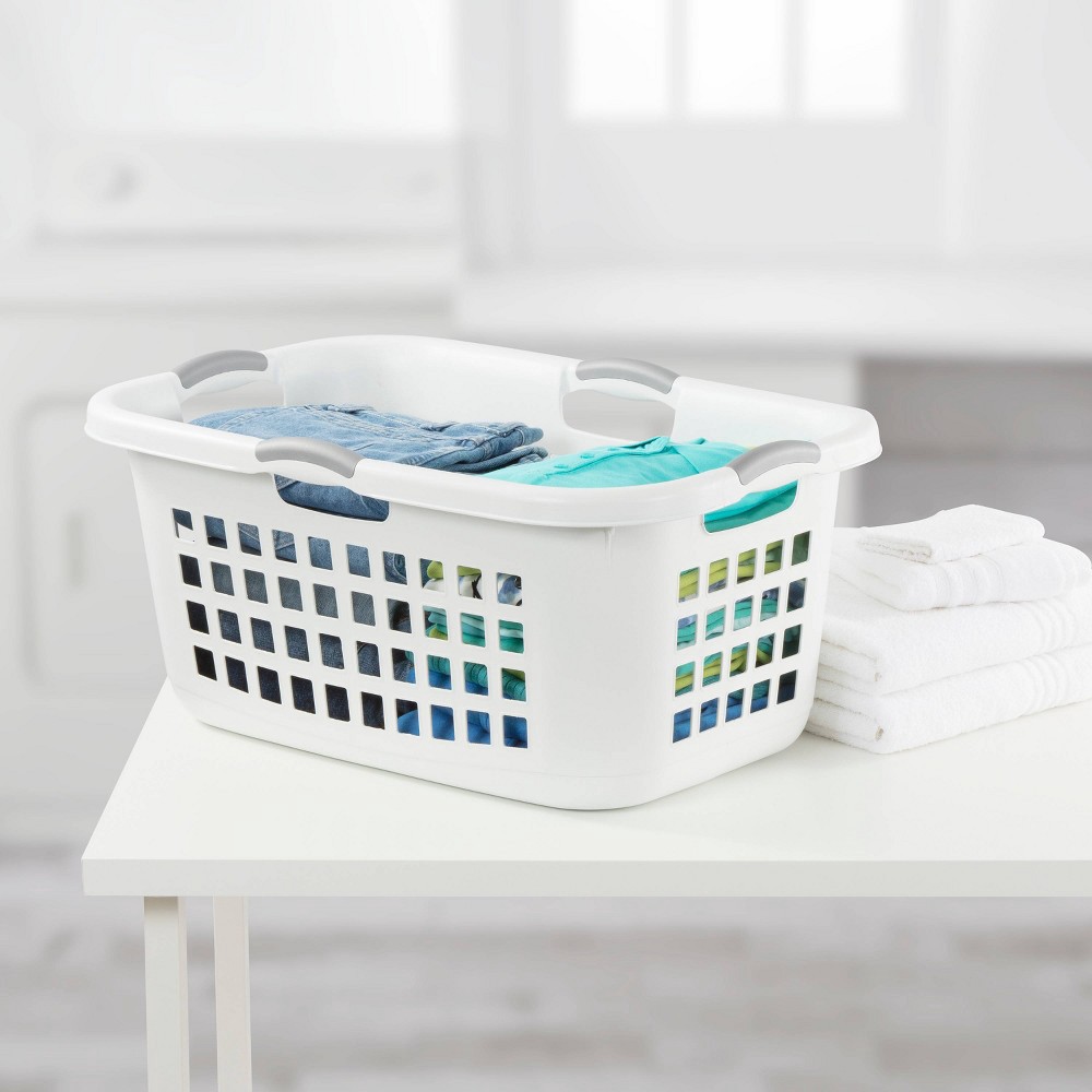 slide 3 of 11, 2 Bushel Capacity Single Laundry Basket White - Room Essentials, 1 ct