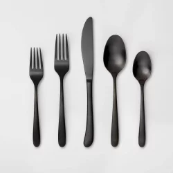 5pc Stainless Steel Kayden Silverware Set Matte Black - Threshold