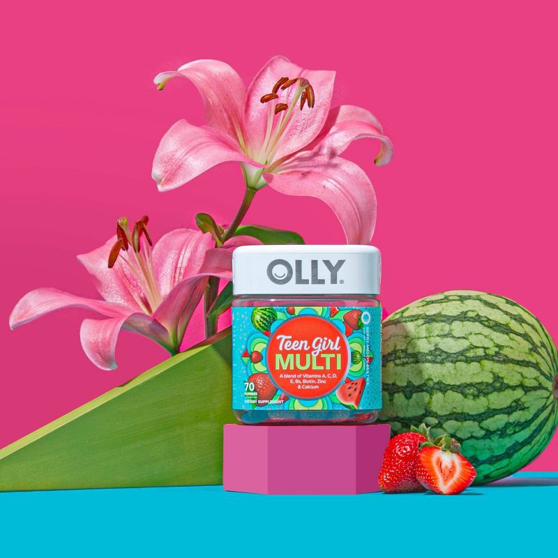 slide 2 of 12, OLLY Teen Girl Multivitamin Gummies - Berry Melon - 70ct, 70 ct