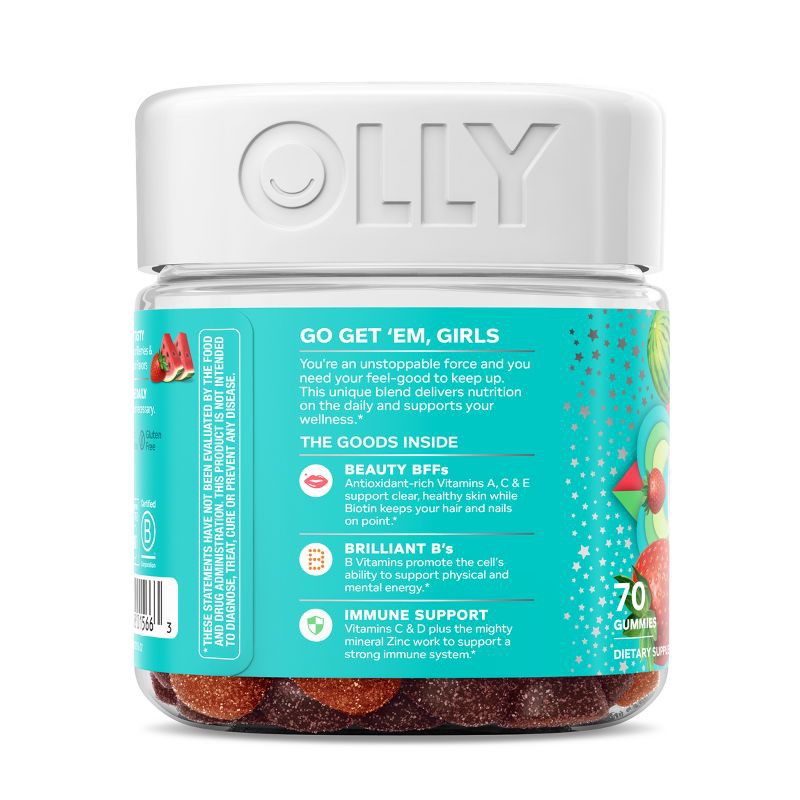 slide 6 of 13, OLLY Teen Girl Multivitamin Gummies - Berry Melon - 70ct, 70 ct