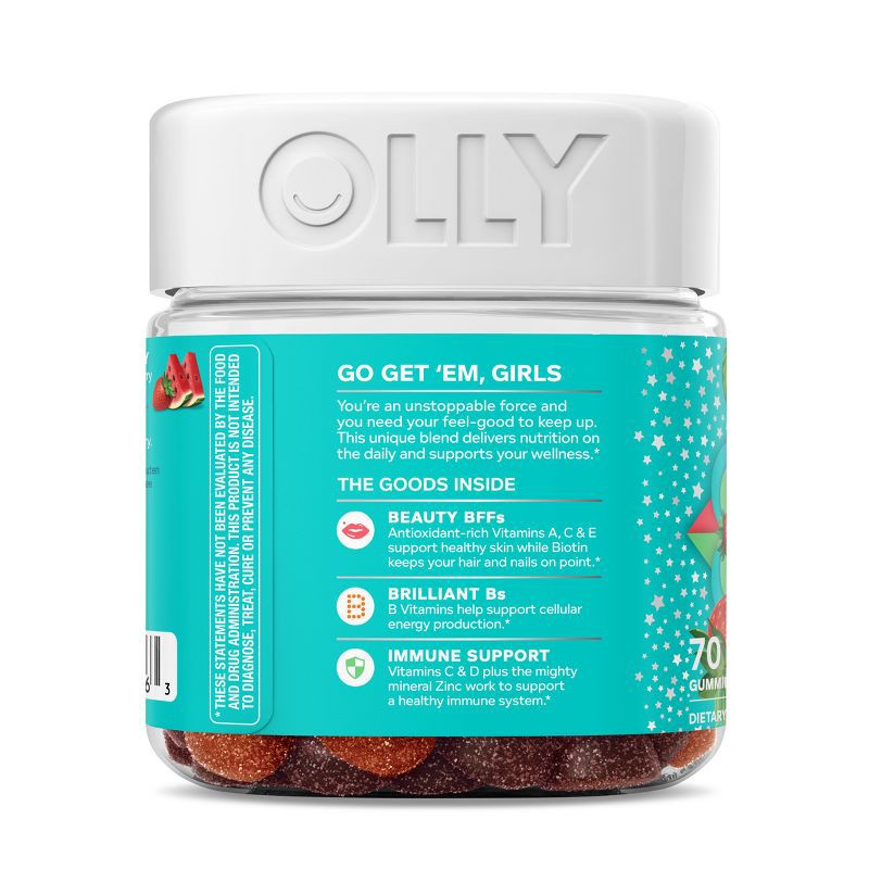 slide 10 of 12, OLLY Teen Girl Multivitamin Gummies - Berry Melon - 70ct, 70 ct