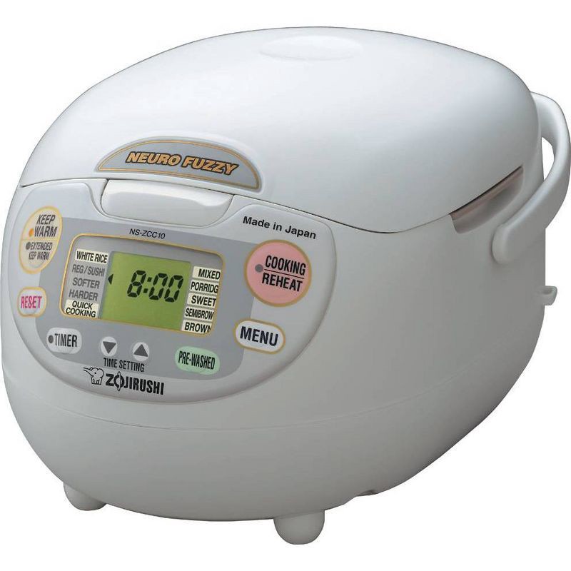 slide 1 of 5, Neuro Fuzzy 5.5 Cup Rice Cooker & Warmer: Zojirushi NS-ZCC10, 16 Settings, Automatic Shut-Off, Nonstick, White, 1 ct